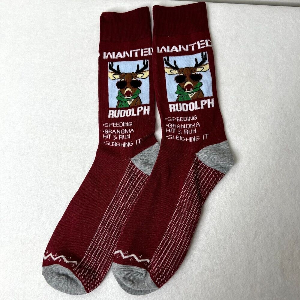 Christmas Rudolph Crew Socks